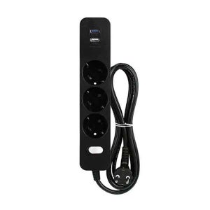 블랙 모던탭 멀티탭 USB 절전 3구 2포트 2.5m