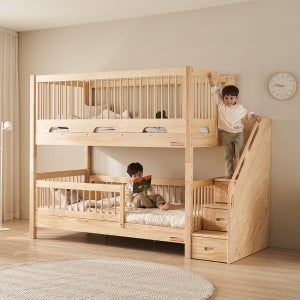 [쁘띠라뺑] 루카스 하이가드 분리형 원목 2층침대 SS (측면사다리 좌/우)