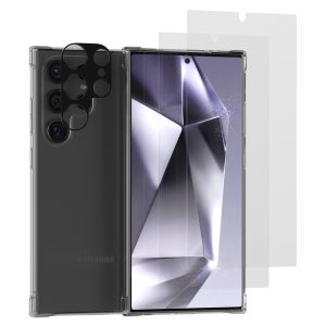 갤럭시 S24 플러스 울트라 아이스핏 투명케이스+0.2mm 강화유리+카메라 빛번짐차단 필름 1매 세트