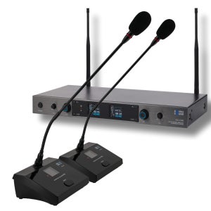 ROVIN SOUND RO-1200G2 2채널 무선구즈넥마이크 PLL 자동채널 가변형 건전지식 회의용 강의용