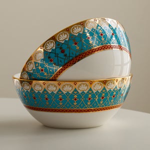 24k 금 국그릇세트 국공기 국대접 도자기 신혼부부그릇 본차이나 골드드림 2p