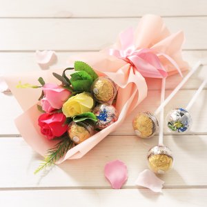 쁘띠 페레로로쉐 꽃다발 핑크 초콜릿 사탕 선물 부케