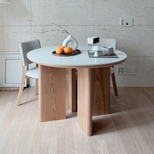 뷰엘로 세라믹 원목 원형 식탁테이블 1100mm, 내츄럴오크