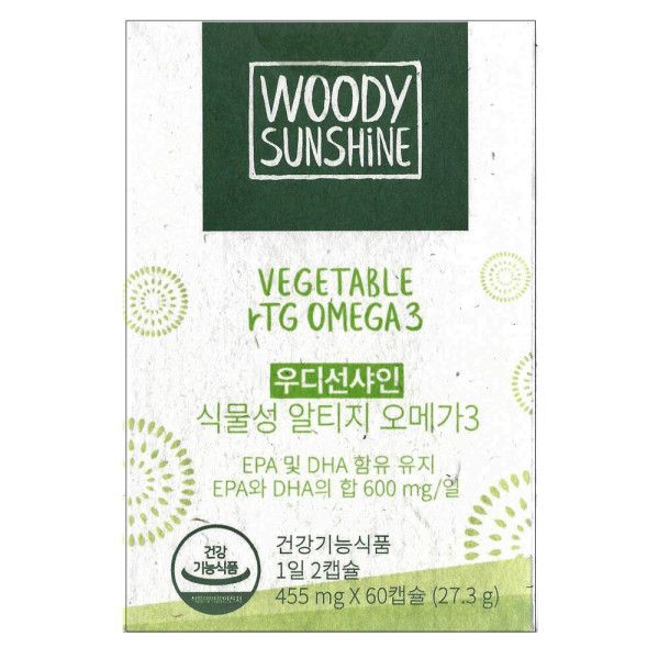 <b>우디선샤인</b> 식물성 알티지 오메가3 455mg x 60캡슐