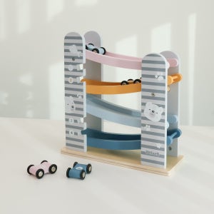 폴라비 유아 돌 아기 자동차 슬라이더 주차타워 주차장 원목 미니카 장난감