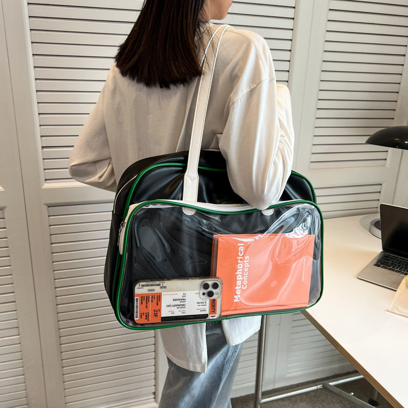 에스엠라지 롱 스포티 숄더 이타백 / 캔뱃지 데코 굿즈 투명가방
