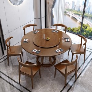 원목 식탁 룰렛 원형 빈티지 중국식 대형 라운드 테이블 호텔 룸 의자