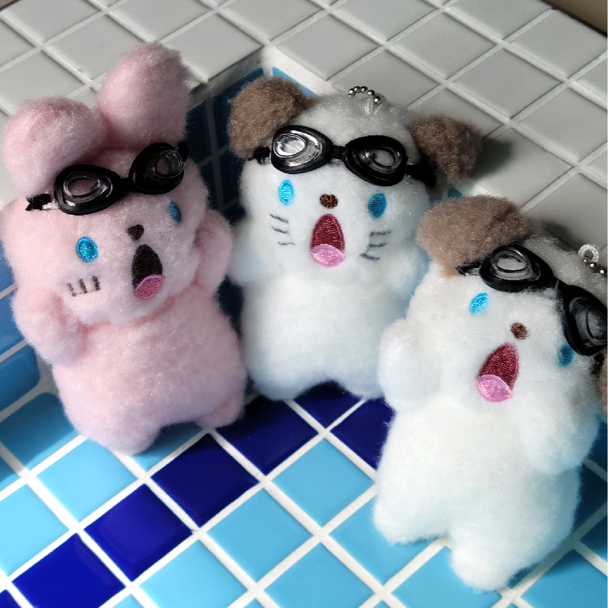 수영키링 음파인형 토끼 고양이 강아지 동물키링