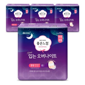 좋은느낌 입는 오버나이트 입는 생리대 중형 8매 X 4EA