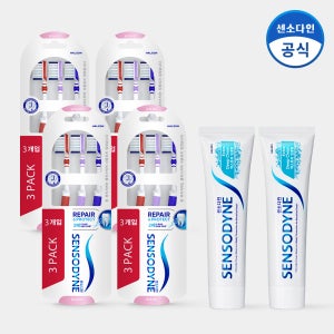 센소다인 리페어 앤 프로텍트 칫솔 3입 4개+엑스트라 딥클린 치약 120g 2개