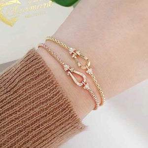 14k 18k U자 말굽 포인트 팔찌 로프체인 골드 금 팔찌 여자 데일리