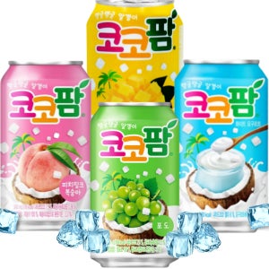 코코팜 포도 피치핑크 복숭아 화이트요구르트 망고 캔음료 음료수 340ml 4종 6캔씩