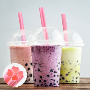 12x210mm 핑크 하트 버블티 벌크포장 스트로우 1박스 3000개/스무디빨대/버블티용