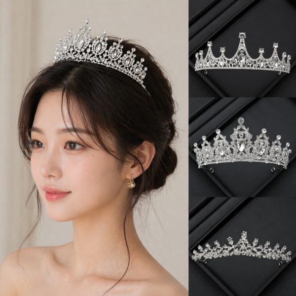 웨딩 티아라 셀프 왕관 생일 파티 브라덜샤워 머리띠