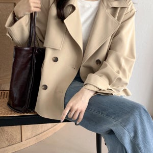 [무배] 로엘 더블 숏 트렌치코트