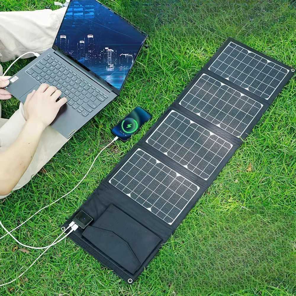 휴대용 태양광 패널 태양열판 핸드폰 노트북 빠른 충전 캠핑 차박 LED