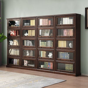 원목 거실책장 유리 책장 도어형 서재 수납장 2단 3단 5단