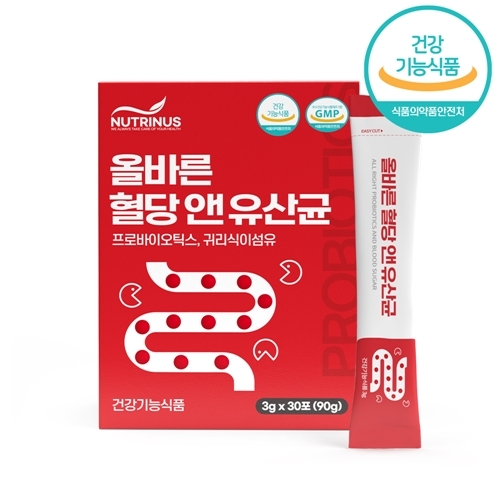 <b>프로바이오틱스</b> 혈당 &amp; 유산균 영양제 귀리식이섬유 장건강 혈당관리 30포
