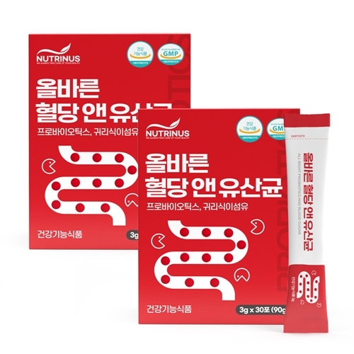 프로바이오틱스 혈당 &amp; 유산균 영양제 귀리식이섬유 장건강 혈당관리 30포 2박스