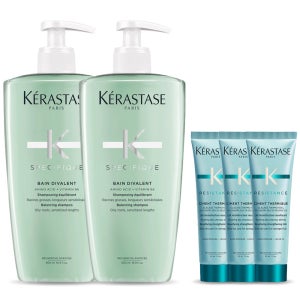 [지성두피용] 케라스타즈 스페시픽 방 디발렁 딥클렌징 대용량 샴푸 500ml 듀오 세트 (+시몽 테르미크 30ml 3개)