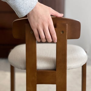 로포텐 폴카 원목 등받이 화장대 의자 스툴 브라운