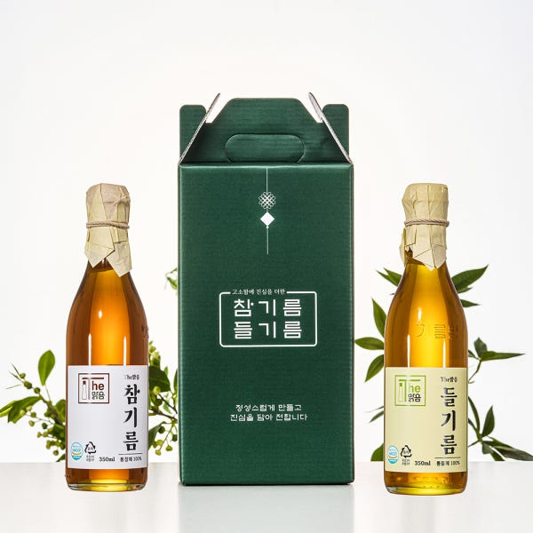 [더맑음] 저온압착 참기름 들기름 선물세트 350ml 2병