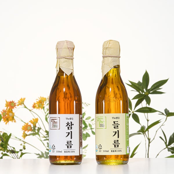 더맑음 참기름 [더맑음] 저온압착 참기름 들기름 350ml 2병