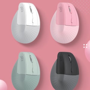 지클릭커 오피스 프로 버티컬 도톰쉬폰 무소음 인체공학 블루투스 무선 마우스 OP50 핑크