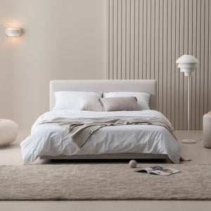 레이디가구 레브 기능성 패브릭 저상형 퀸침대 슬림헤드 딴딴이 16, 크림베이지