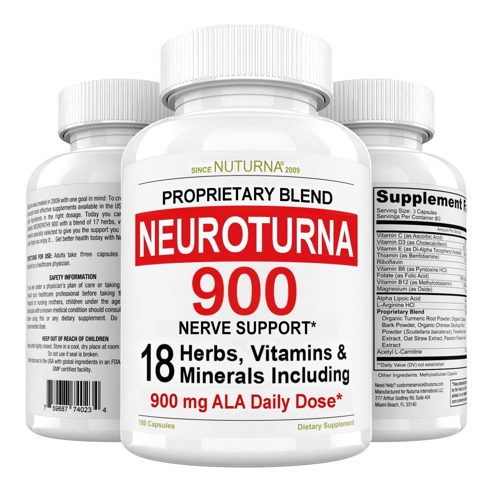 뉴투르나 알파리포산 900mg 180캡슐 18in1 Nuturna Alpha Lipoic