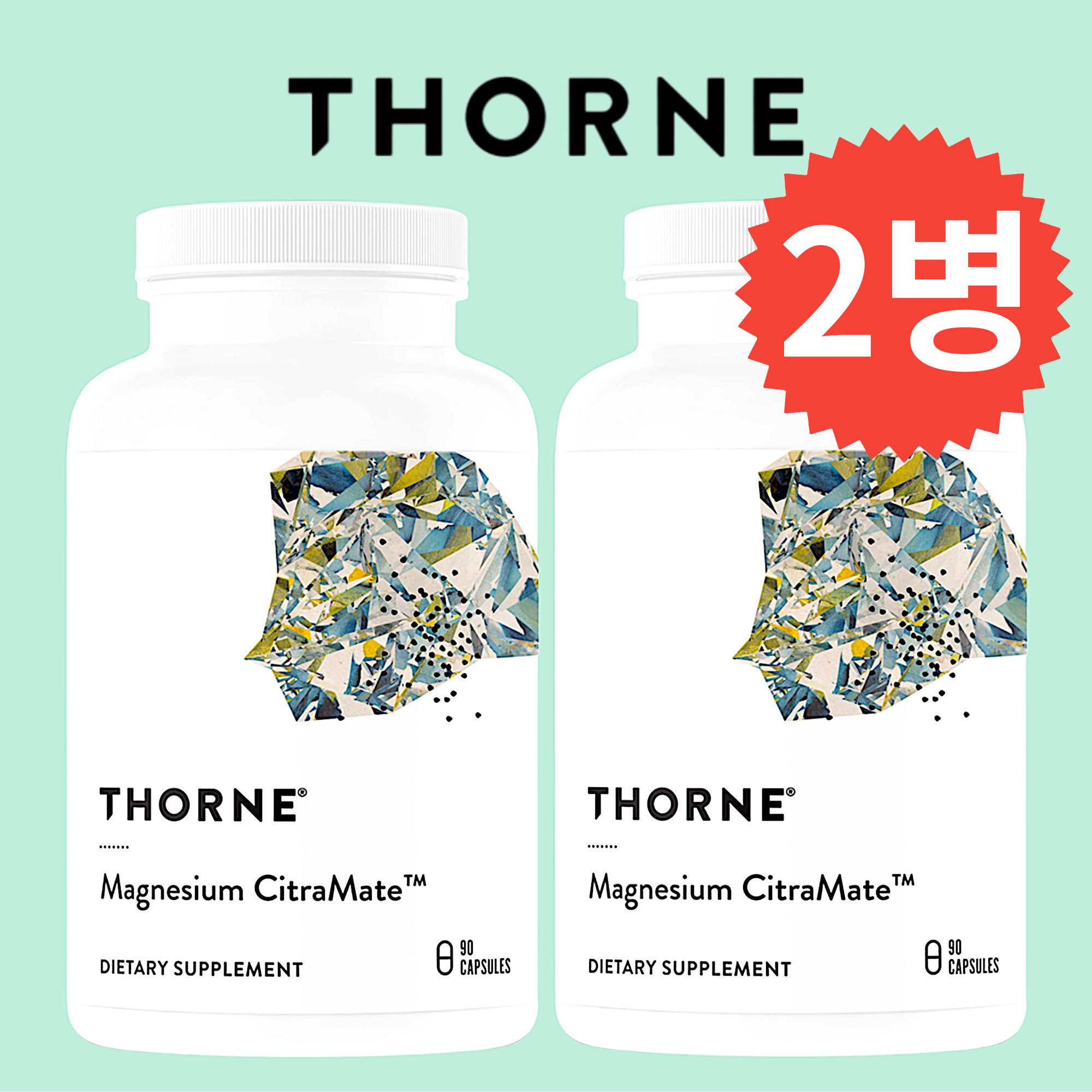쏜리서치 <b>마그네슘 시트라메이트</b> 90캡슐 시트레이트 Magnesium Citrate 2병