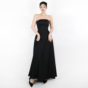 블랙 실크 튜브탑 셀프웨딩드레스 (XS-4XL코르셋) 볼레로코디 빅사이즈