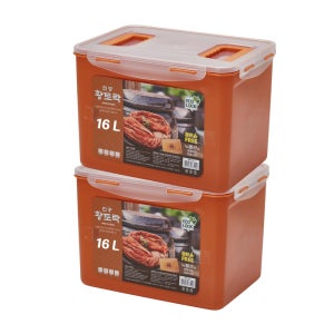 [생담] 진공 다용도 황토락 김치통 1+1 김장 보관 밀폐용기 16L
