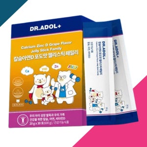 닥터아돌 테포랩 칼슘아연D 포도맛 젤리스틱 패밀리 페라토 칼슘 비타민D 아이 유아 키즈 온가족
