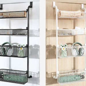 문걸이 철제 선반 다용도 틈새 바구니 4단 수납 공간활용