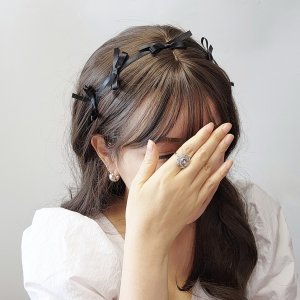발레 컨셉 블랙 명품 슬림 리본 머리띠 헤어밴드