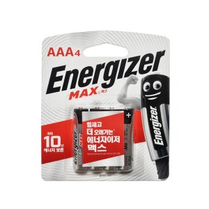 에너자이저 맥스 AAA 4입 카드형 X20개/ 알카라인 건전지