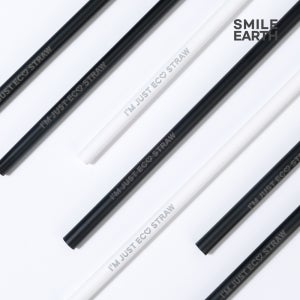 스마일어스 옥수수 생분해 PLA 빨대 슬로건 빨대 21cm 4000개 화이트 블랙 벌크 포장
