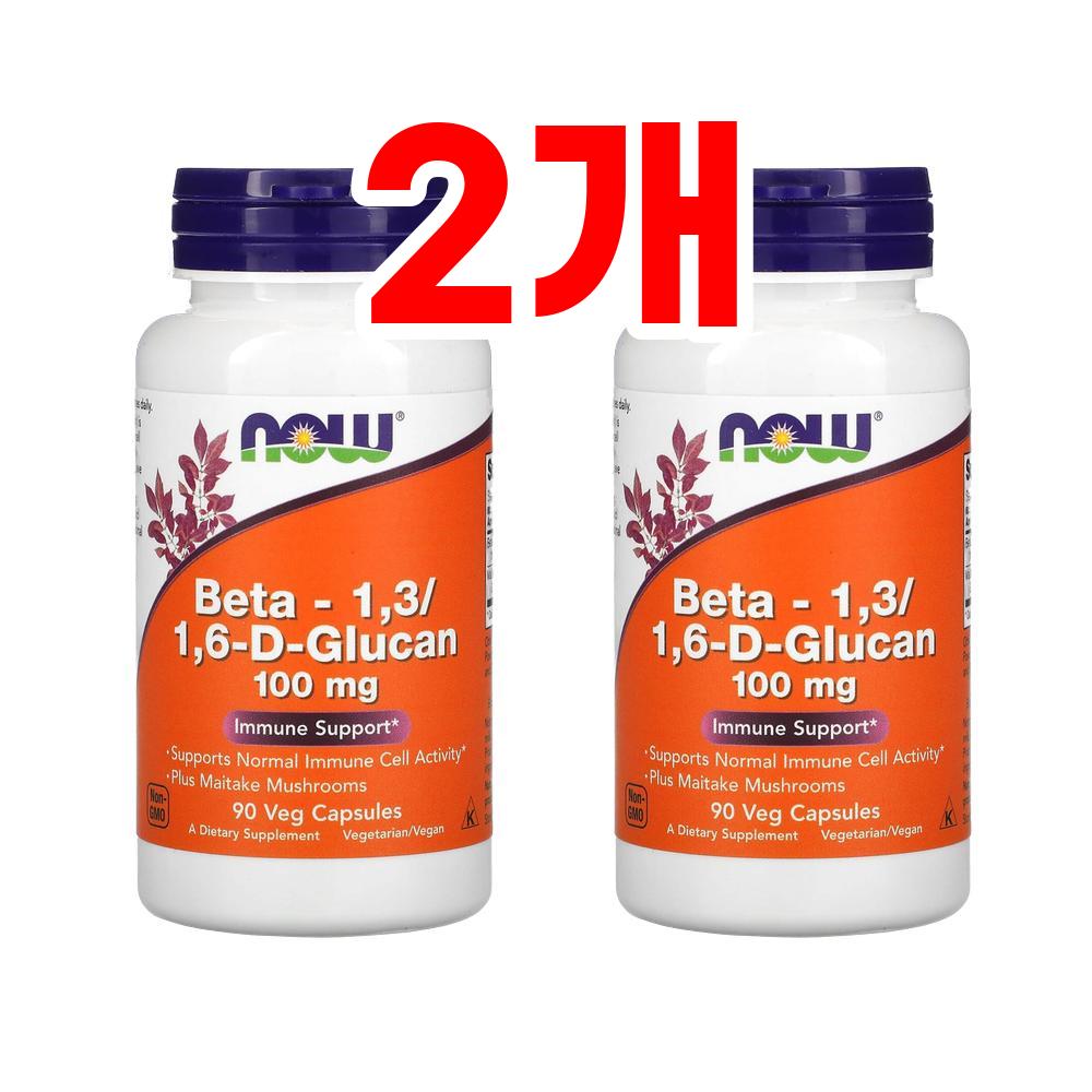 [2개] NowFood <b>베타-1316-D-</b>Glucan <b>베타</b>디<b>글루칸 100mg</b> 90정