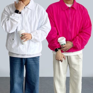 흰색바람막이 남자간절기자켓 커플바람막이