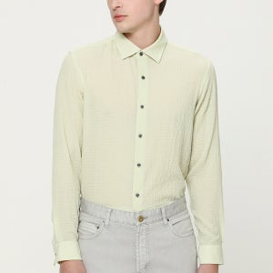 [예작] 스트레치 슬림핏 시어서커 긴소매 셔츠 옐로우 YJ4SUA583YE