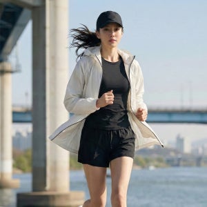 여성 여름 롱 바람막이 점퍼 얇은 스트링 야상 여자 후드 아우터 (AB42JK015W)
