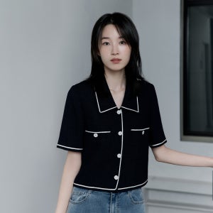 마인드브릿지 [인플루언서 PICK] 카라넥 반팔 트위드자켓 MYJK3212