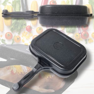 퀸덤 점보 양면팬 특대형 생선팬 고기구이 스테이크 그릴 연기안나는 기름튐방지 분리형 토스트