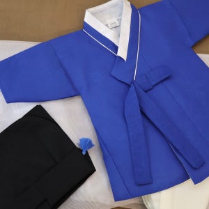 백일 한복 대여/아기 한복 남아 [파랑 동달이] 서비스 장신구 풀세트