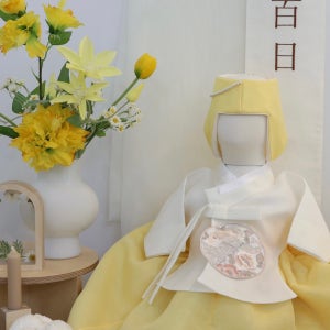 백일 한복 대여/아기 한복 여아 [리단 노랑] 서비스 장신구 풀세트