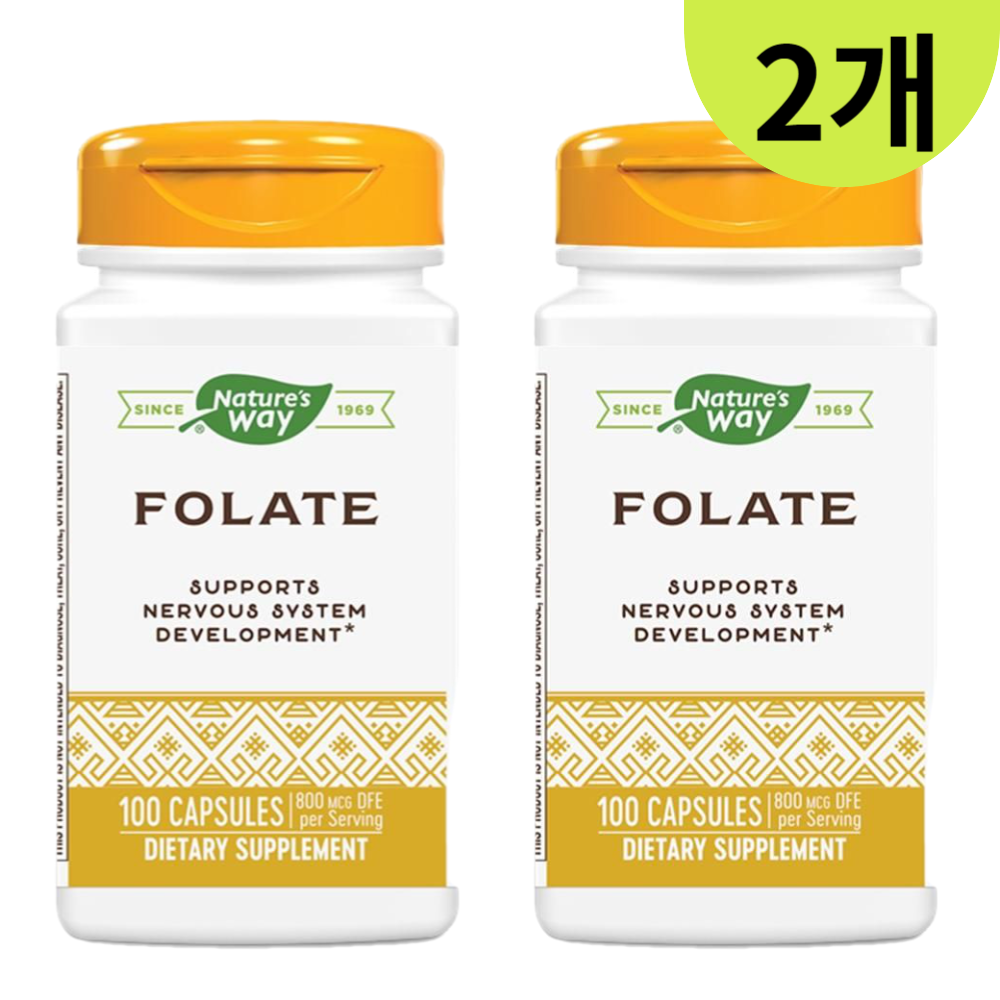 <b>네이처스웨이</b> <b>엽산</b> Folate Folic acid 800mcg 100캡슐 2개