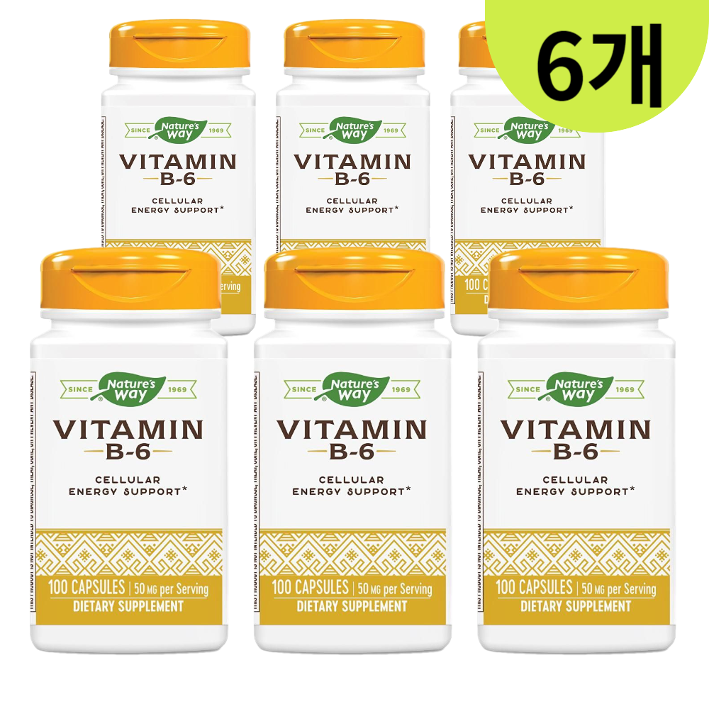 <b>네이처스웨이 비타민B6</b> 피리독신 50mg 100캡슐 6개