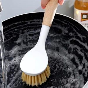 무쇠팬세척솔 우드 수세미 설거지 원형