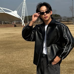 토킨 남자 토닝 오버루즈 레더 라이더 자켓